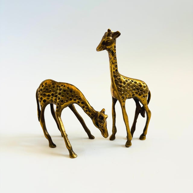 Mid-Century Modern Vintage Brass Giraffes - Set of 2 For Sale - Image 3 of 10