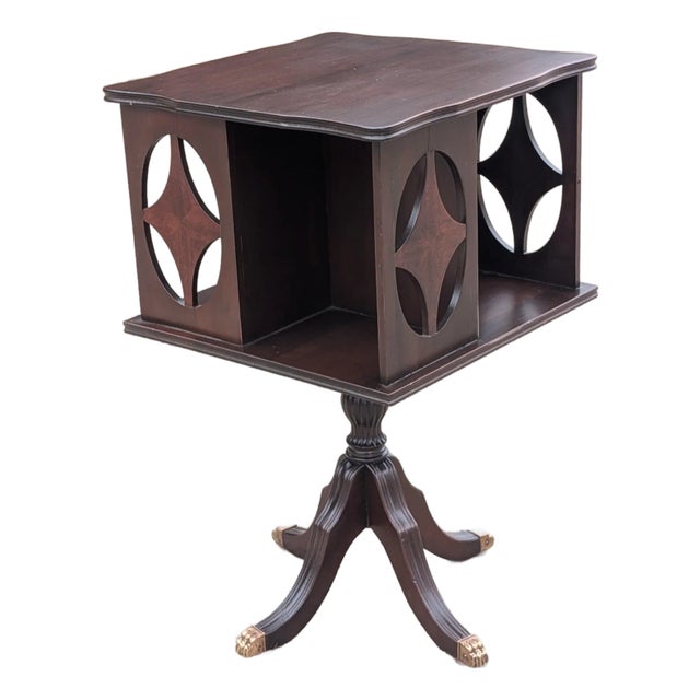 Antique Ferguson Brothers Mfg. Co. Rotating Parlor Chair Side Bookcase/Table For Sale