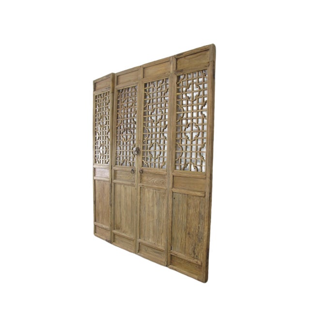 Chinese Set of 4 Antique Farmer Screen Door Panels For Sale - Image 3 of 7
