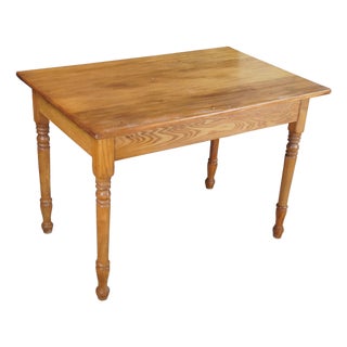 Vintage American Country Farmhouse Pine Library Table Desk Dining Breakfast Table For Sale