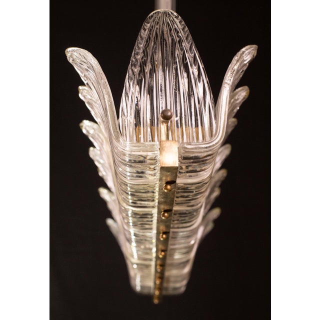 Transparent Set of 2 Large Art Decò Chandelier by Barovier E Toso, Murano Glass, 1940 For Sale - Image 8 of 12