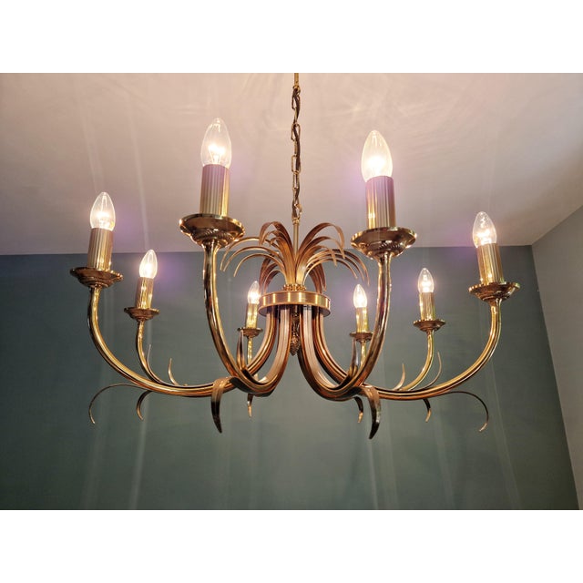 Large Hollywood Regency Brass Chandelier, Belgium, 1970 For Sale - Image 16 of 17