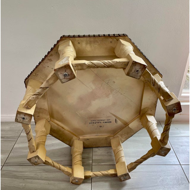 Mid-Century Modern 1960s Brown-Saltman Spanish Mission Style Copper-Top Octagonal Cocktail Table For Sale - Image 3 of 12