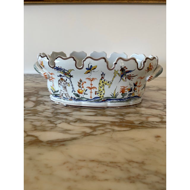 Late 20th Century Late 20th Century Handpainted Faience Tiffany & Co. Chinoiserie Jardineire For Sale - Image 5 of 12