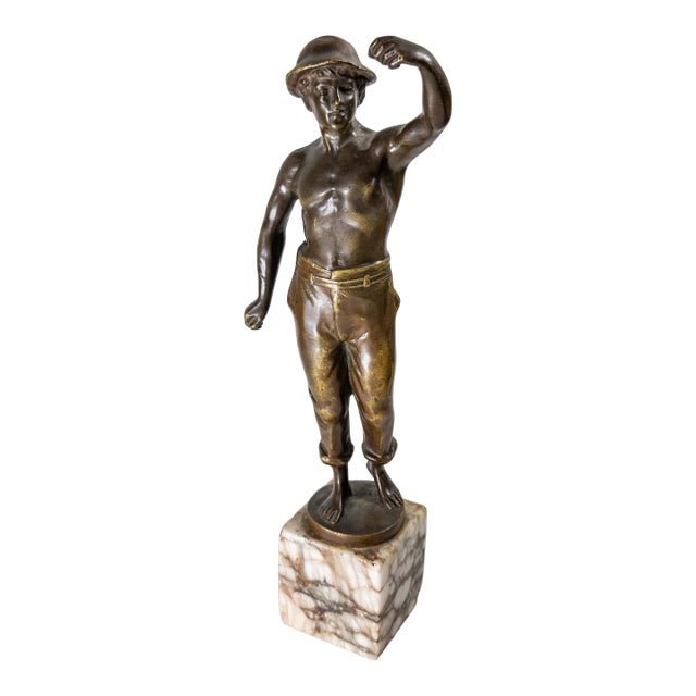 19th Century French Bronze of a Miner by Raphael Hubert For Sale