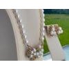 Antique Pearl and Brushed Gold Necklace and Earring Suite, Bridal 18 Karat Gold For Sale - Image 16 of 18