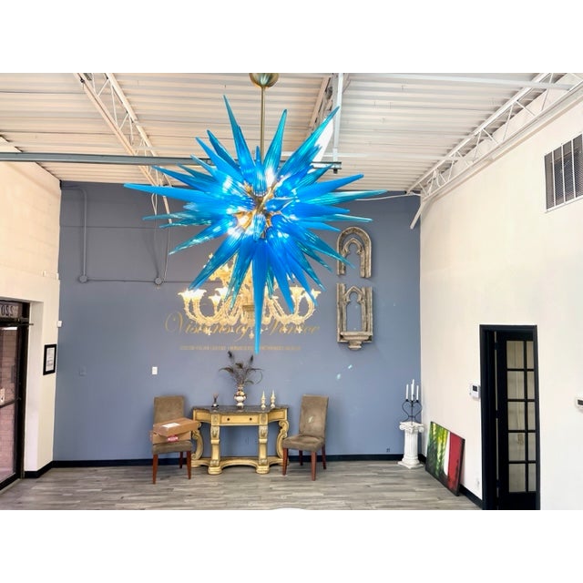 Murano Glass Chandelier Sputnik Icicles Modern Chandelier For Sale In Dallas - Image 6 of 9