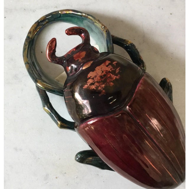 French Provincial 1890 Antique Fives Lille Majolica Insect Wall Pocket For Sale - Image 3 of 5