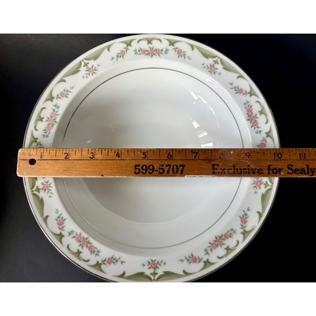 Pink Vintage Soup Bowls by Wyndham China - Lizbeth 341 Pattern - Round Vegetable Bowl 10" , Pink Roses For Sale - Image 8 of 10