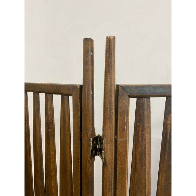 Vintage Walnut Three Panel Geometric Room Divider. For Sale - Image 13 of 18