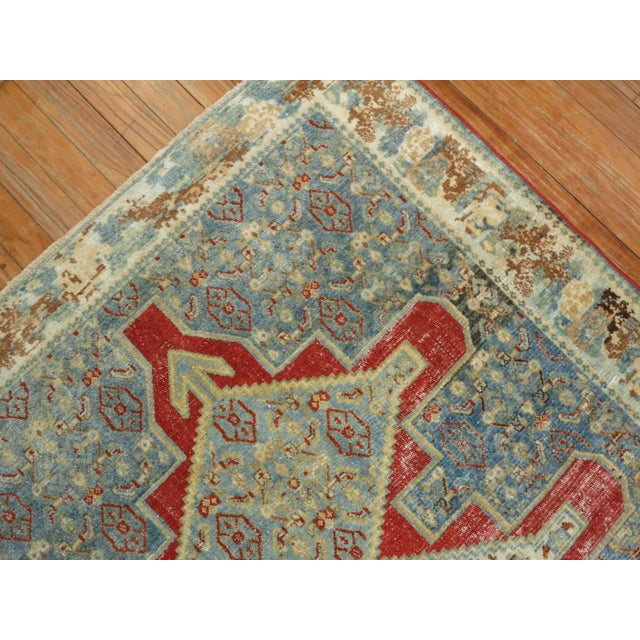 Fine Blue Red Antique Persian Senneh Rug For Sale - Image 17 of 18
