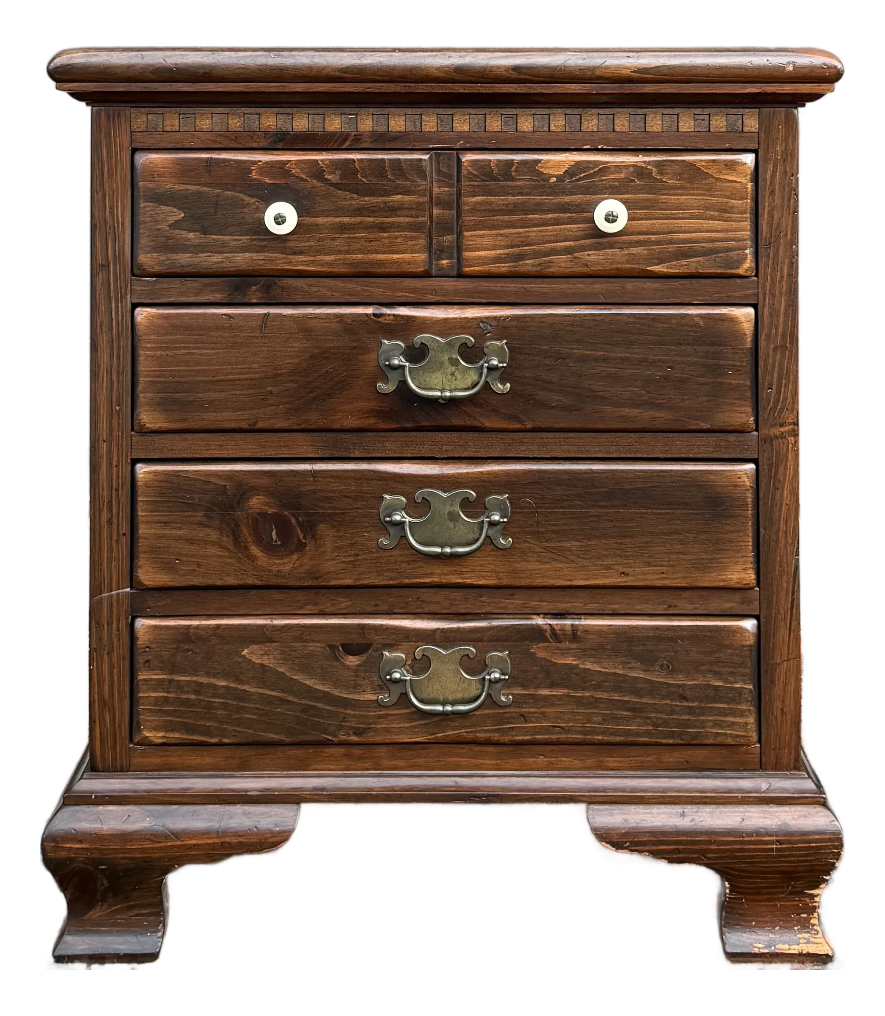 THAN ALLEN (イーセンアーレン) ナイトチェスト ダークブラウン 4段 1970s Ethan Allen Old Tavern Antiqued Pine Rustic Traditional 4