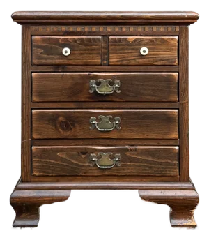 1970s Ethan Allen Old Tavern Antiqued Pine Rustic Traditional 4 Drawer Nightstand Chest (12-5016)