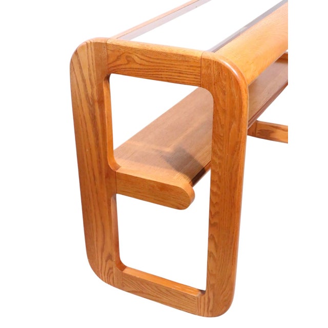 Mid 20th Century Mod Lou Hodges Oak and Glass Console Table For Sale - Image 11 of 18