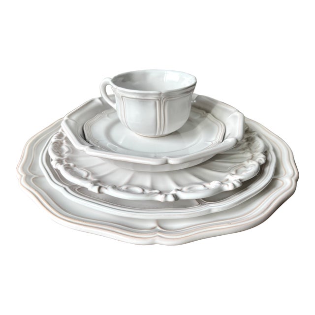 French Gien Motton Faience Dinnerware-8 Place Settings + Serving-78 Pieces For Sale