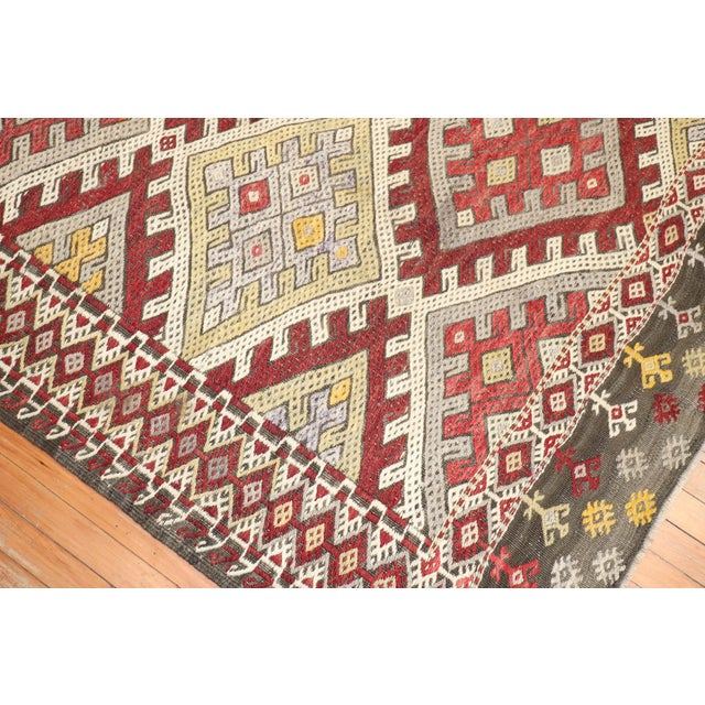 Contemporary Late 20th Century Tribal Jajim Kilim Turkish Rug For Sale - Image 3 of 18