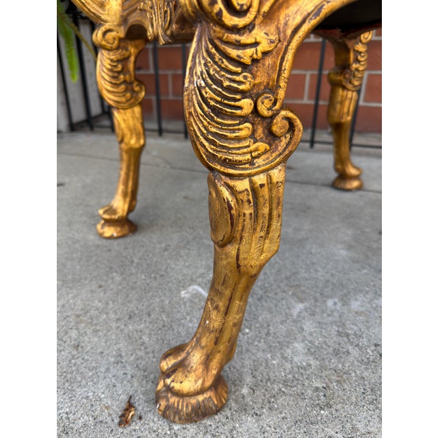 Wood Antique Regency Giltwood Camel Head Bench With Clarence House Zebra Seat - 1 of 2 For Sale - Image 7 of 8