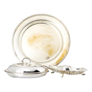 Silver-Plated Lot of Sage Terrine and Shell, Set of 2 For Sale