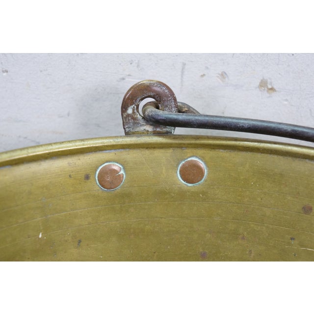 Antique 1860s Cg Hussey Pittsburgh Spun Brass Fire Bucket Pail W Iron Handle 13" For Sale - Image 6 of 11