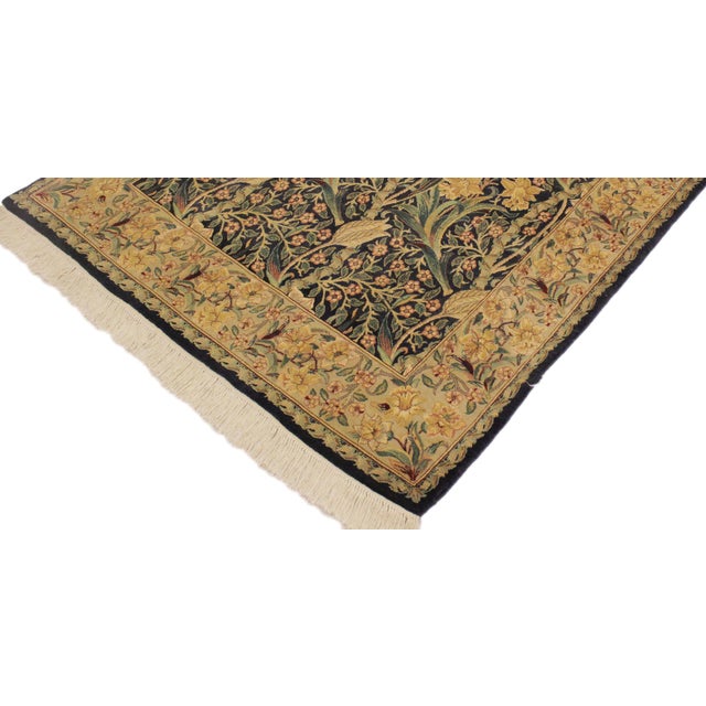 Shabby Chic Floral 1990's Heritage Blue/Taupe Wool Rug - 4'1''x6'3'' For Sale - Image 3 of 9