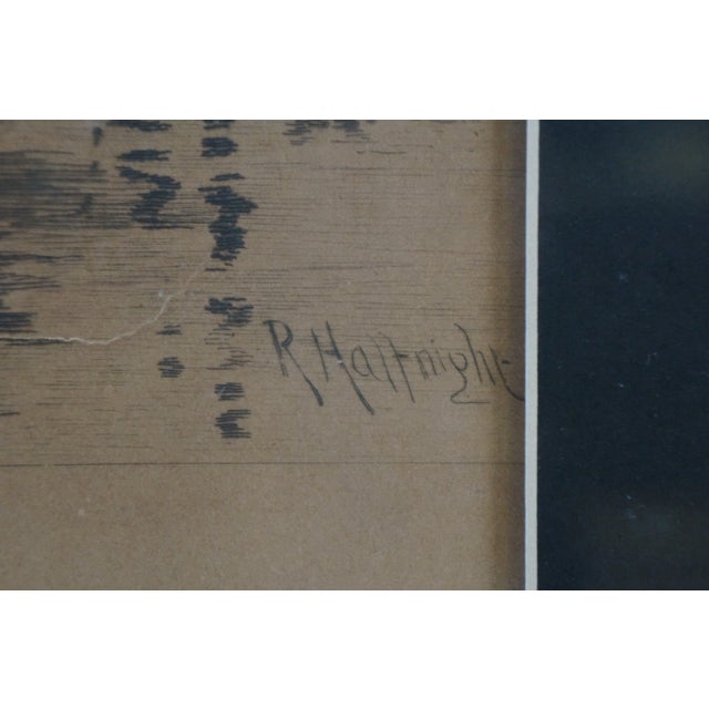 Antique Richard William Halfnight Signed Twilight Castle Sailboats Etching 32" For Sale - Image 6 of 13