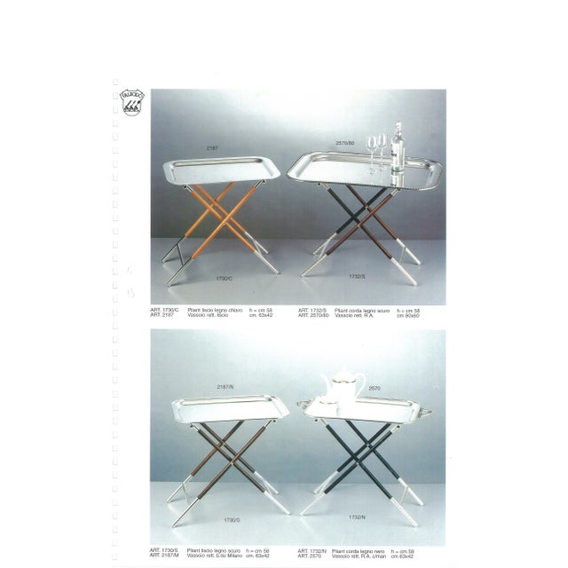 Italian New 1990s New Silverplate Plain & Wood Collapsible Stand Only by Valsodo-Italy For Sale - Image 3 of 6