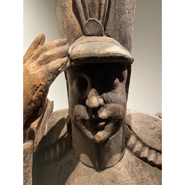 Rustic European Monumental 65" Vintage Philippine Taka-an Wood Soldier Mold on Custom Base For Sale - Image 3 of 7