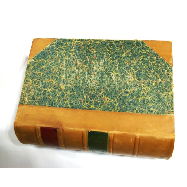 Antique Tan Leather Public General Acts Marble Paper Book London 1935 For Sale - Image 9 of 11