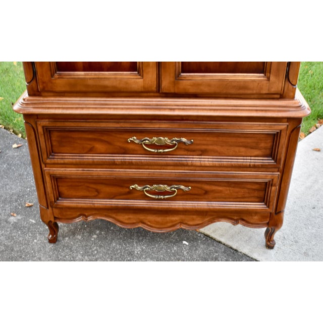 Brown Cherry Dixie Furniture Tall Chest Vintage French Provincial Cabinet Chest For Sale - Image 8 of 18