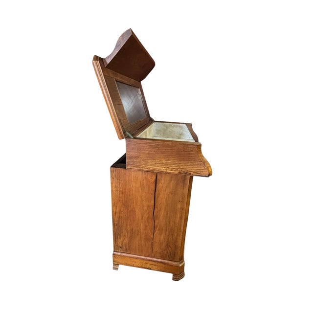 Biedermeier Beidermeier Flame Walnut Marble Lined Washstand Cabinet For Sale - Image 3 of 12