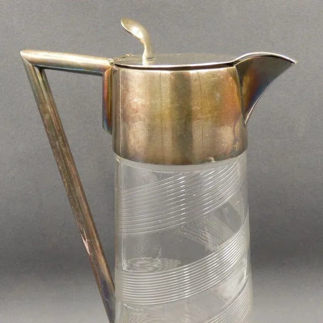 Art Deco Glass and Silver-Plated Carafe, 1930s For Sale - Image 6 of 7