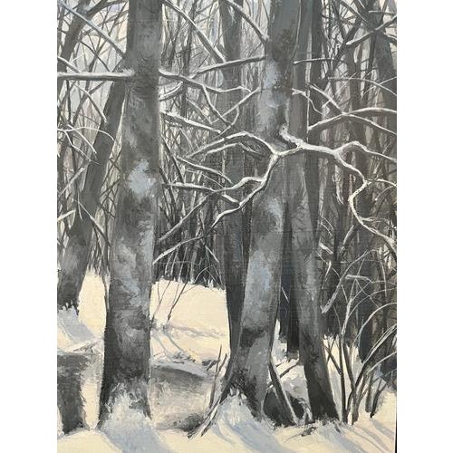 Claude Sauthier, Snowy Forest, 1970s, Oil on Canvas For Sale - Image 3 of 13