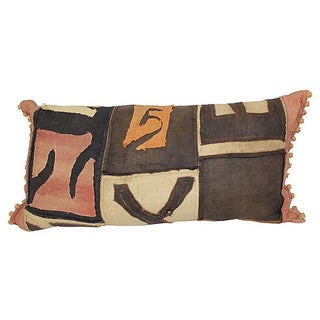 Antique African Kuba Cloth Pillow For Sale