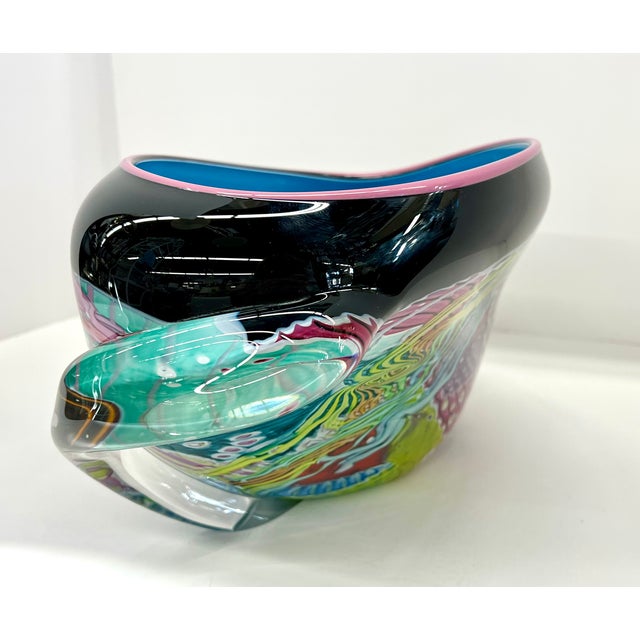 Vintage 1992 Oceanic Wave Series Hand-Blown Glass Vase by Peter Ridabock - Signed For Sale - Image 13 of 18