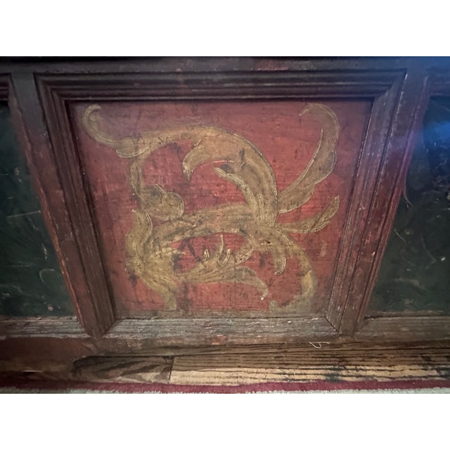 Very Early Hand Painted Italian Large Cassone Trunk With Original Hardware For Sale - Image 17 of 18