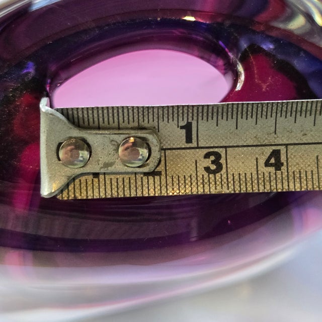 Purple Sommerso Art Glass Vase Hand Blown 7.5in Purple Blue Italian Murano For Sale - Image 8 of 8