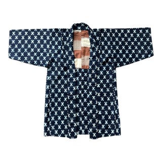 Rare Japanese Woven Ikat Child Kimono Nemaki For Sale