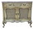 Vintage French Provincial Hand Painted Cane Door Cabinet With Marble Top For Sale