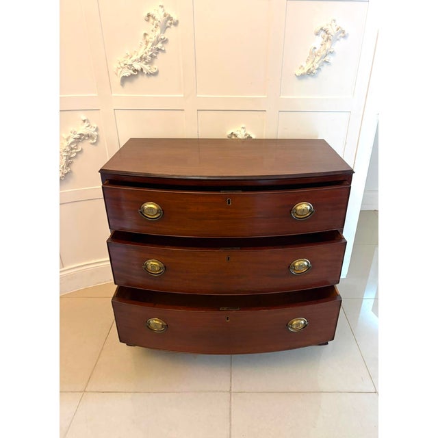 Antique Georgian Mahogany Bow Front Chest of Drawers, 1800 For Sale - Image 4 of 11
