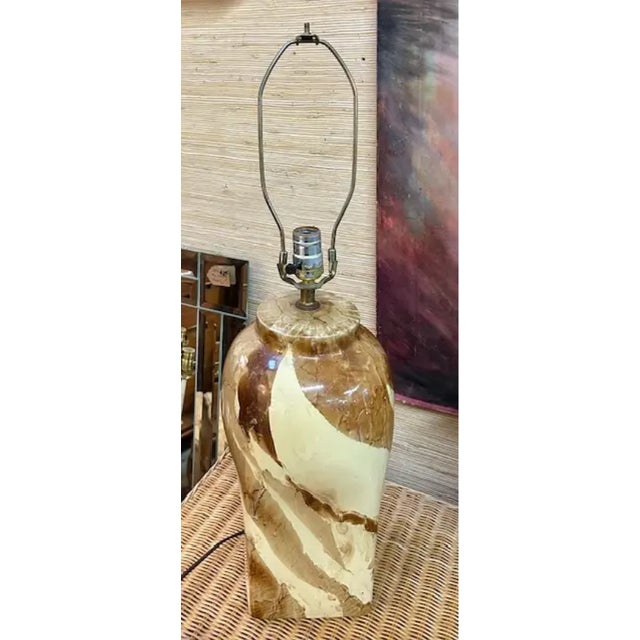 Mid Century Swirl Glaze Ginger Jar Ceramic Lamp For Sale - Image 4 of 6