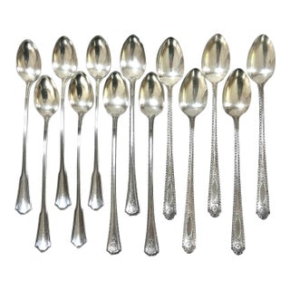 Vintage Silverplate Iced Tea Spoons – Set of 13 - Long Handled For Sale
