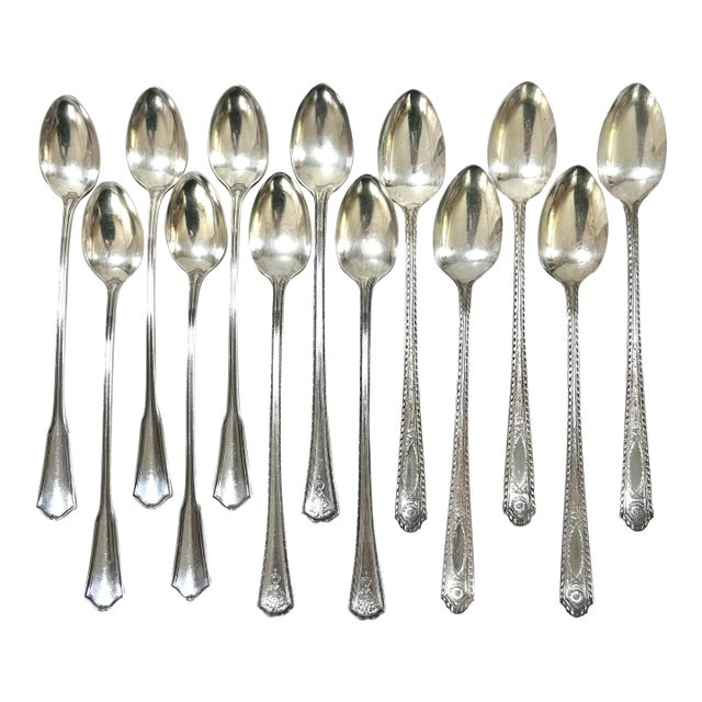 Vintage Silverplate Long Handle Iced Tea Spoons – Set of 13 For Sale