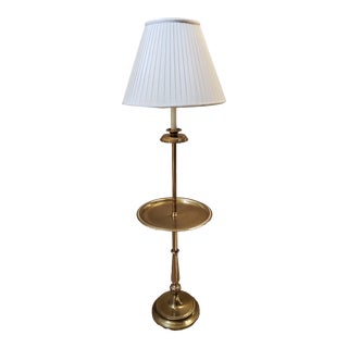 Late 20th Century Vintage Frederick Cooper Brass Floor Lamp With Round Tray Table For Sale