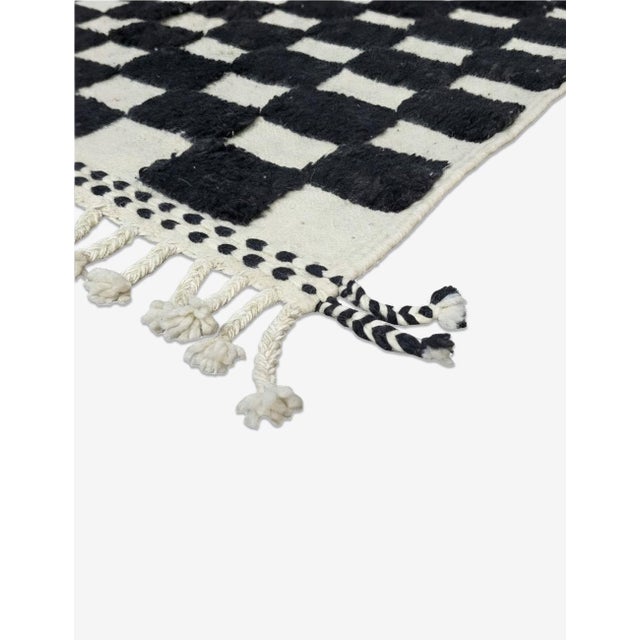 Boujad Rug | Handwoven Berber Wool Rug with Black and White Checkerboard Pattern This bold Boujad rug features a crisp...