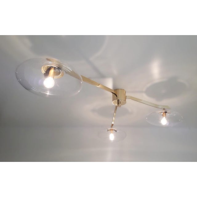 Fabio Ltd Trio Angolo Polished Brass Clear Glass Flush Mount by Fabio LTD For Sale - Image 4 of 7