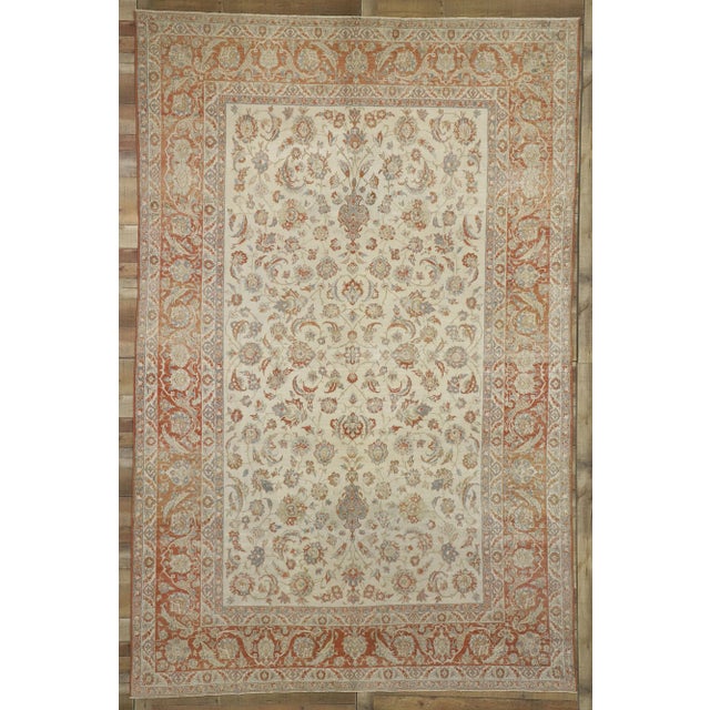 Terra Cotta Early 20th Century Rustic Antique Persian Rug - 08'00 X 12'02 For Sale - Image 8 of 9