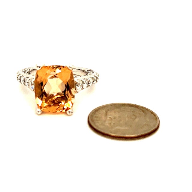 Natural Morganite Diamond Ring 14k Gold 4.26 TCW Certified, Size 5 For Sale - Image 4 of 15