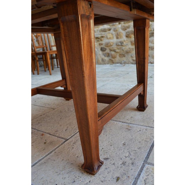 Art Nouveau Extending Dining Table in Carved Walnut, France, 1900s For Sale - Image 15 of 17