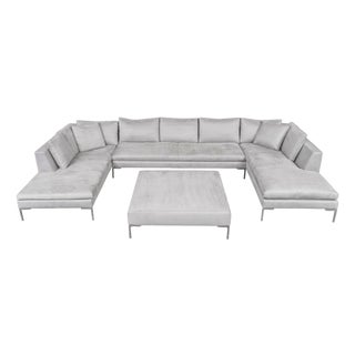 B&b Italia Gray Suede Upholstered Sectional Sofa For Sale