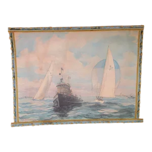 Yngve Edward Soderberg Watercolor Yacht Race Circa 1960s
